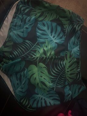 Tropical Leaf Print Swim Shorts - Green & Teal